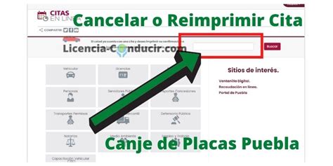 cancelar cita licencia puebla|Ventanilla Digital Puebla